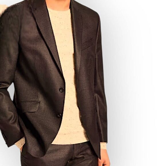 Kenneth Cole Reaction Mens Techni-Cole Blazer Sz‎ 38R Sharkskin Brown Designer - Picture 1 of 12